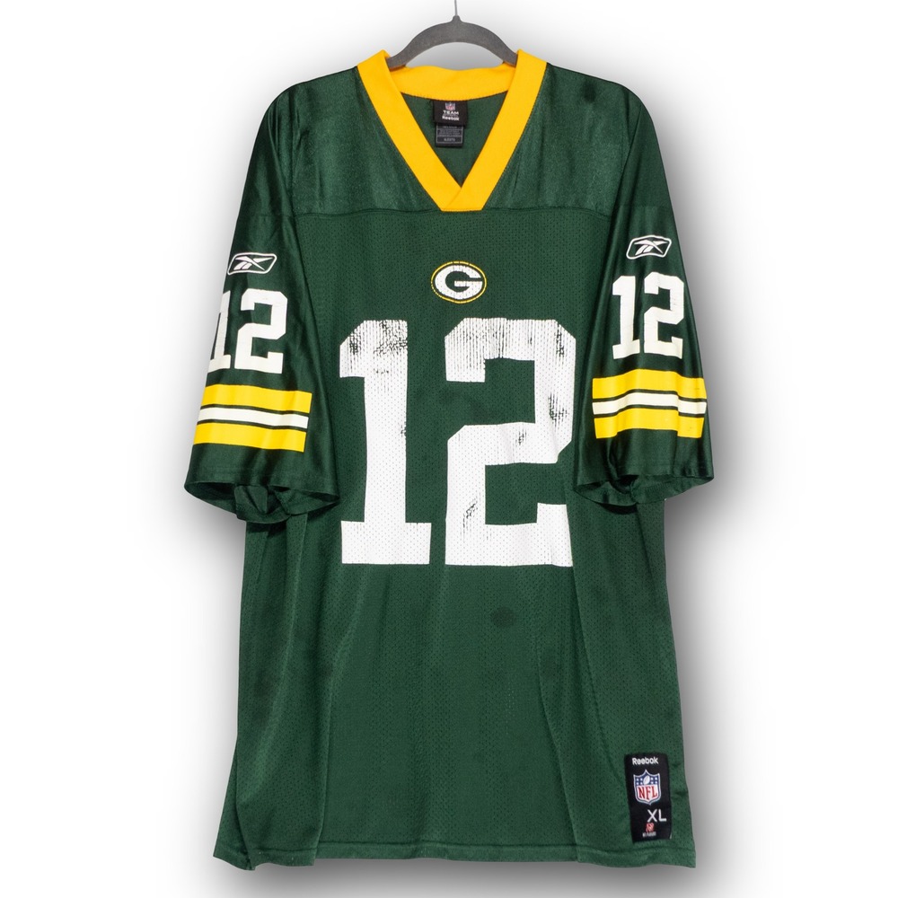 Reebok Aaron Rodgers Green Bay Packers Jersey Mens XL Green Good NFL 12 Mesh